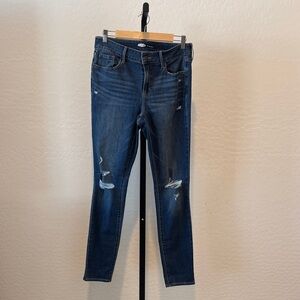 Old Navy Dark Blue Distressed Skinny Jeans